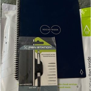 Package of two Rocketbook reusable notebooks, special pen and pen holder.